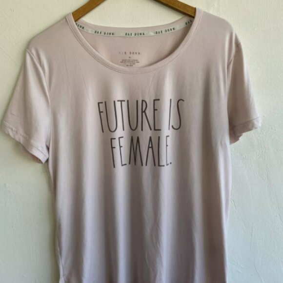 Rae Dunn The Future Is Female T-Shirt XL Pale Pink Short Sleeve Soft - Picture 1 of 7